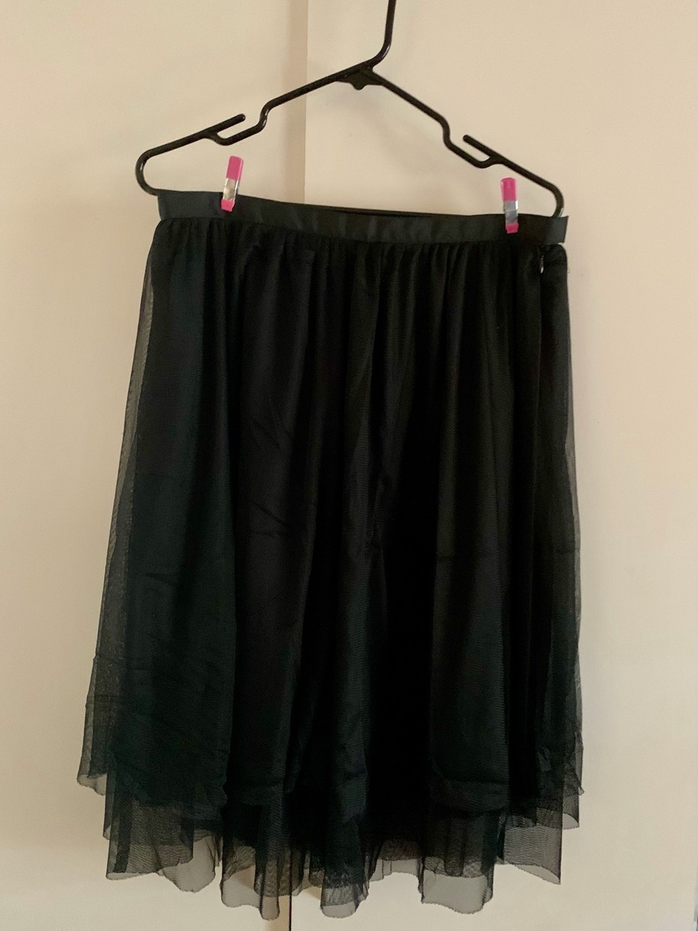 Isaac Mizrahi Black A-Line Tulle Midi Skirt #0014